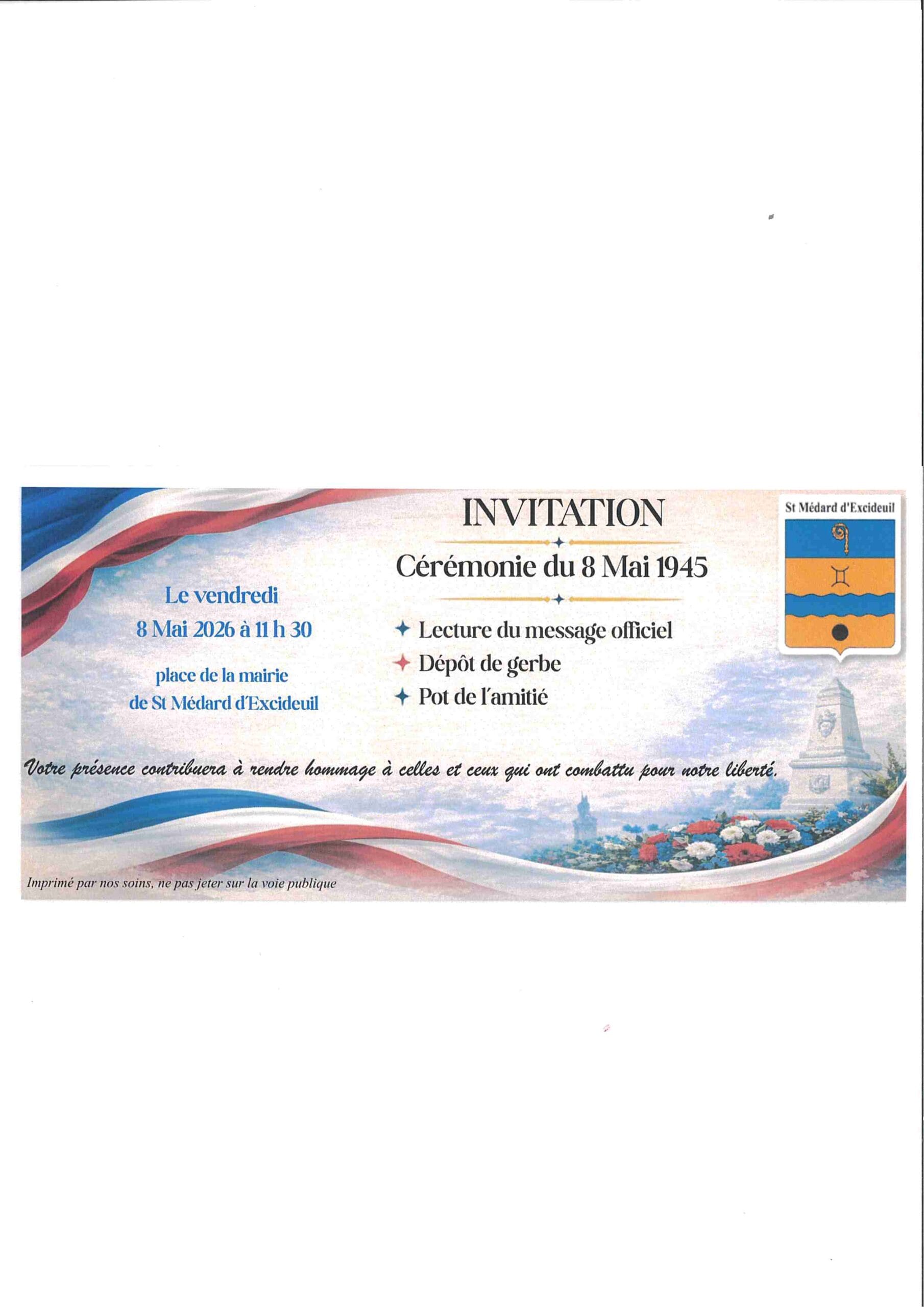 INVITATION CEREMONIE 8 MAI 2026