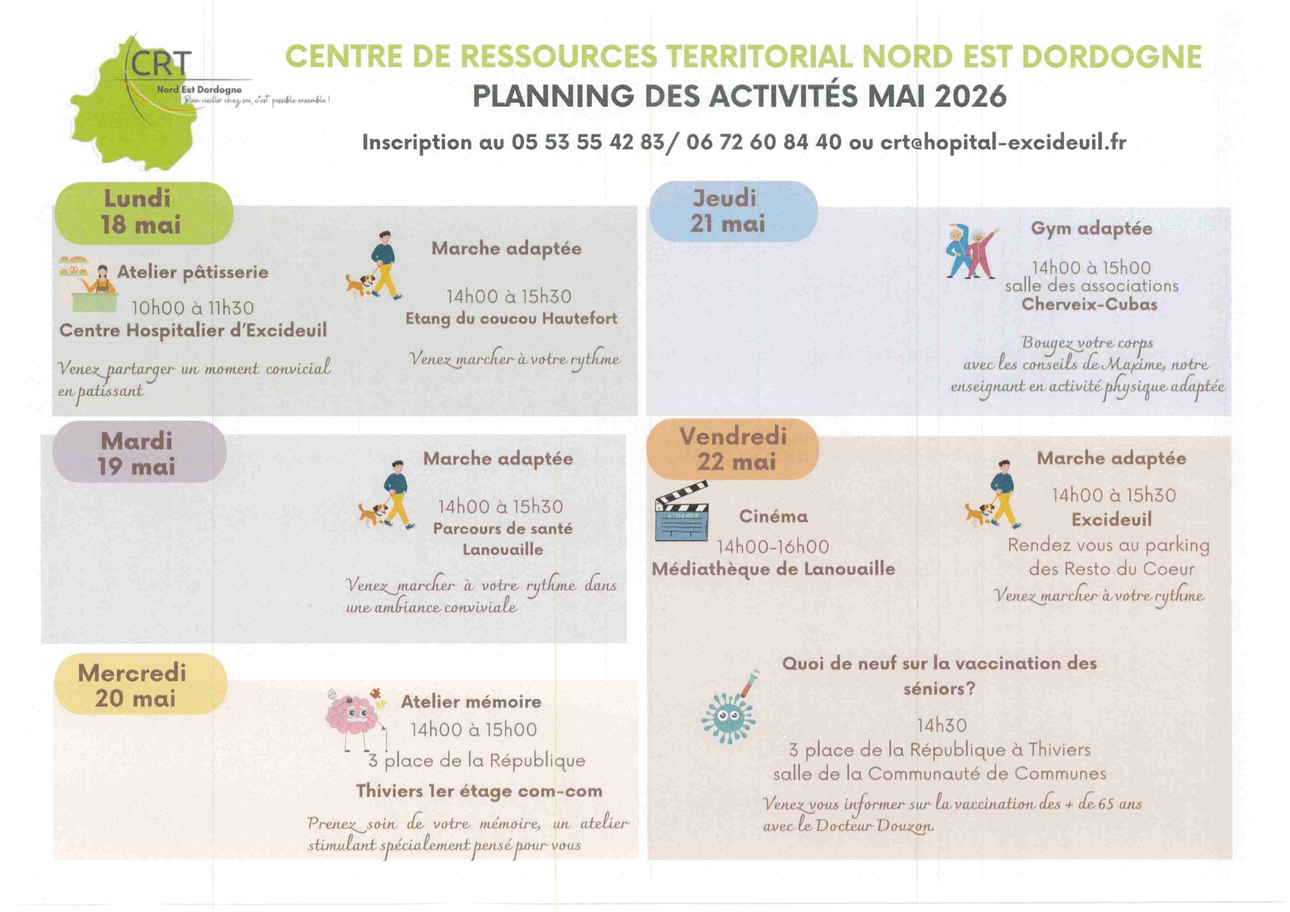 CRT PLANNING 18 AU 22 MAI